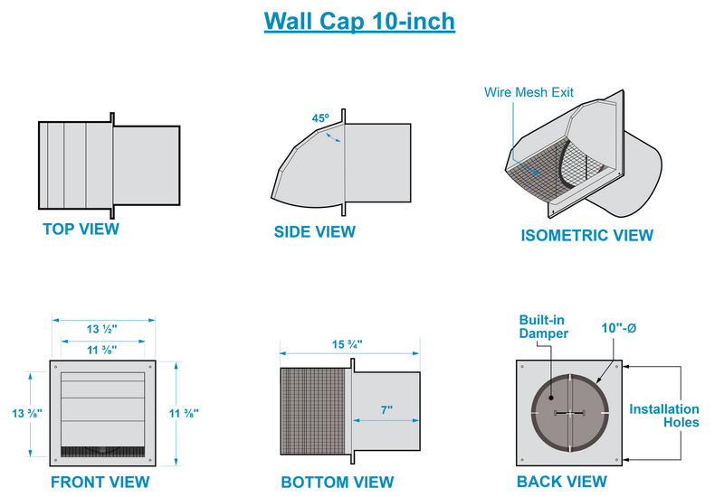 Metal Wall Cap - 10" Duct