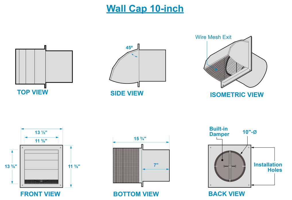 Metal Wall Cap - 10" Duct