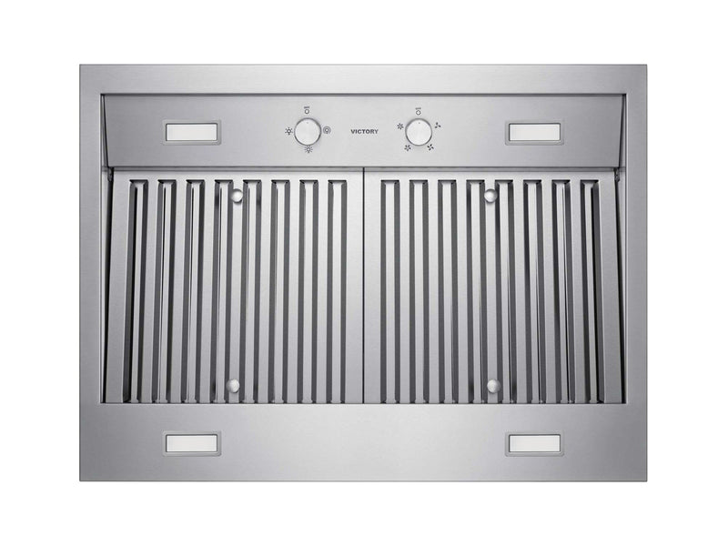 Underside view of the Victory Twister showing mechanical rotary knobs, four LED lights, and baffle filters
