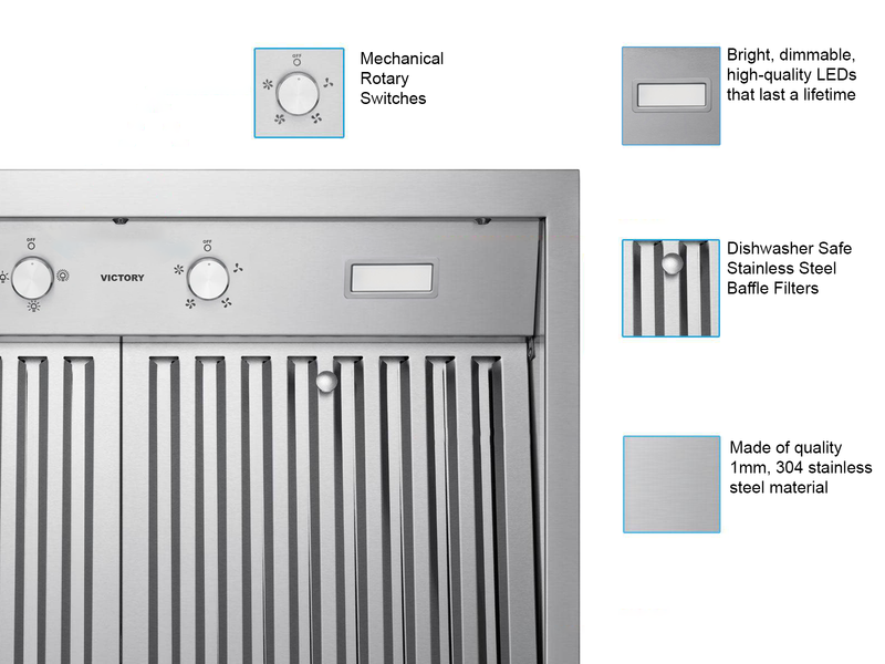 42 Inch Wall Mount Range Hood with 1200 CFM Remote Blower - VICTORY TwisterMAX