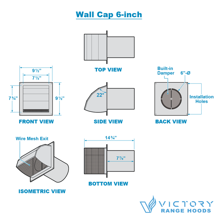 Metal Wall Cap - 6" Duct