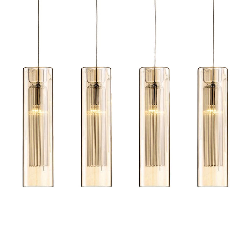 Plafonnier suspendu cylindrique à 4 lumières