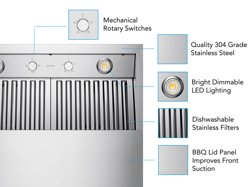 Hotte de cuisinière extérieure de 36 pouces 1200 CFM pour barbecues - VICTORY Twister BBQ