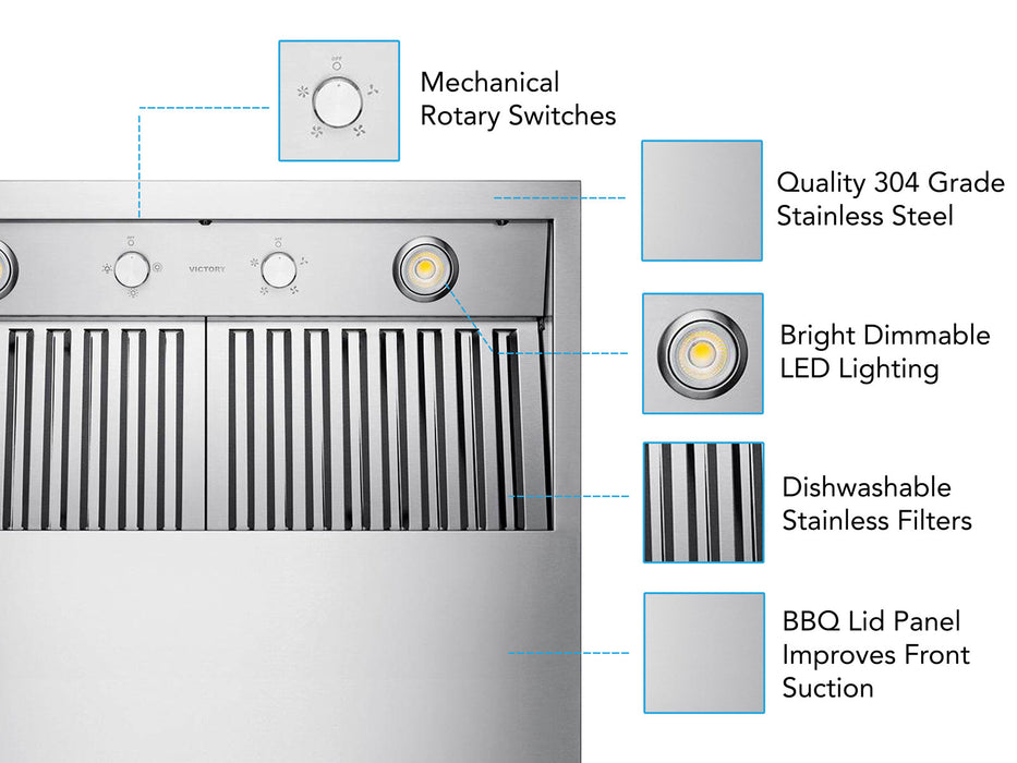 Hotte de cuisinière extérieure de 48 pouces 1200 CFM pour barbecue - VICTORY Twister BBQ