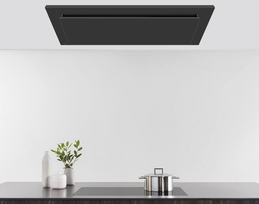 Hotte de cuisine encastrée au plafond, noire, 600 CFM - VICTORY Sunset