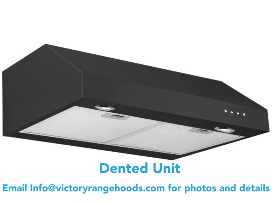 (Dented) 30 Inch  Black Under Cabinet Range Hood 600 CFM - Victory E2