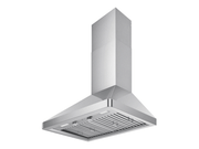 VICTORY Elegant 36 Inch Wall Mounted Range Hood with stainless chimney, pyramid canopy, baffle filters, and LED lights