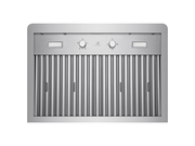 Three-quarter underside view of the VICTORY Elegant showing angled baffle filters, dual knobs, and LED lights