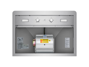 Internal view of the VICTORY Elegant showing the all-metal blower with a lifetime motor warranty and cETLus safety label