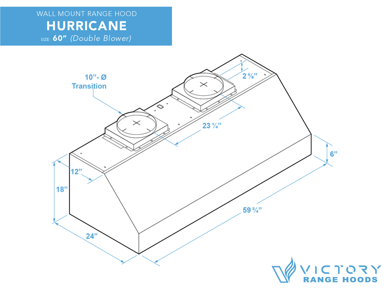 60 Inch 2000 CFM Under Cabinet Range Hood- VICTORY Hurricane