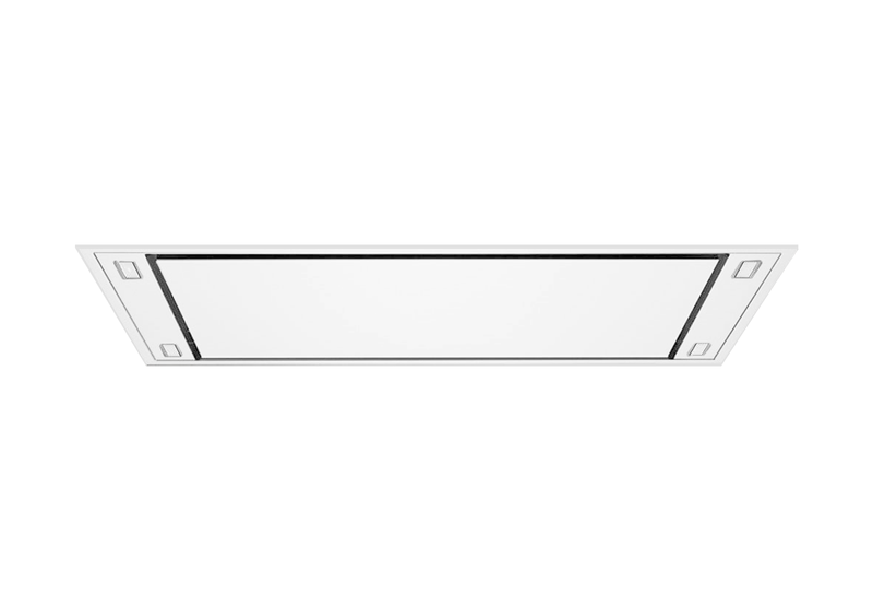 White ceiling mount range hood VICTORY Horizon 900 CFM matte white front view.