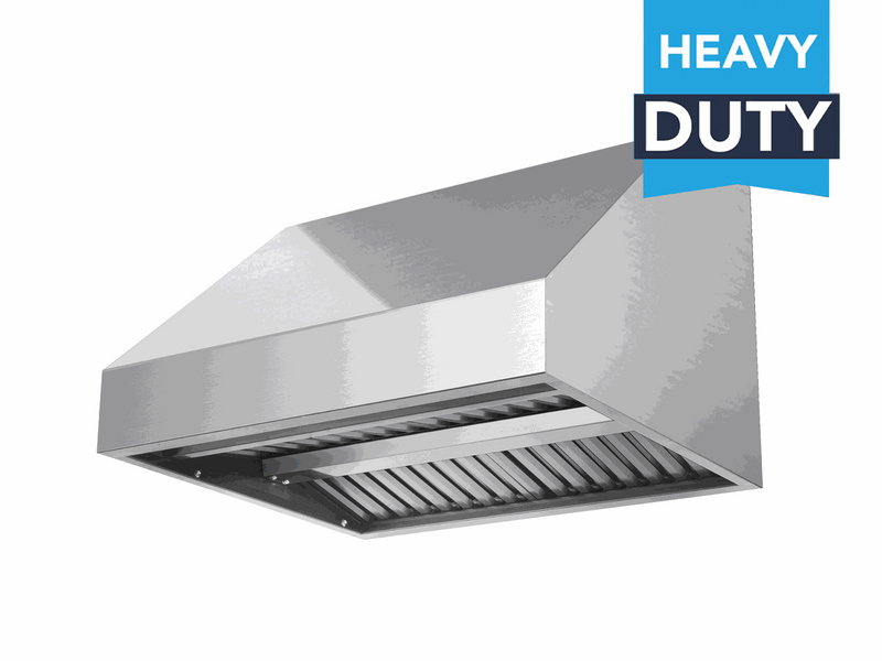 Front view of the VICTORY Prestige 48-Inch outdoor range hood featuring heavy-duty 19-gauge stainless steel