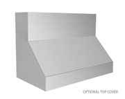 Side profile of the VICTORY Prestige 48-Inch outdoor range hood shown with the optional stainless steel duct cover