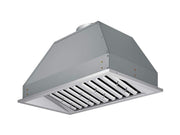 Side perspective of the Victory Q2 highlighting the 19-gauge steel housing and deep-set stainless steel baffle filters