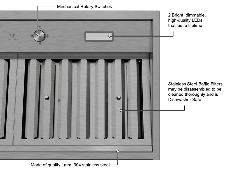 30 Inch 700 CFM Range Hood Insert - VICTORY Q2