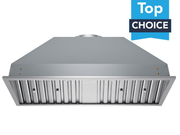 Stainless steel 36 inch Victory Q2 700 CFM range hood insert with baffle filters and a visible Top Choice award badge.