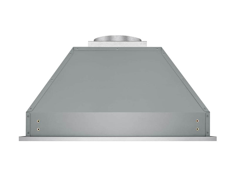rear view of victory q2 range hood insert showing versatile ducting options and high-quality canadian-made stainless steel construction.