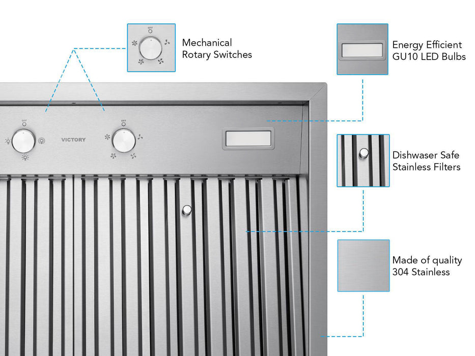 Insert de hotte de cuisinière 36 pouces 750 CFM - VICTORY Q5