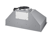 Top view of the Victory Q5 range hood insert casing, showing the heavy-duty 304-grade stainless steel build and centralized 8-inch duct collar