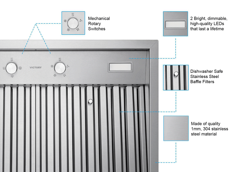 42 Inch 750 CFM Range Hood Insert - VICTORY Q5