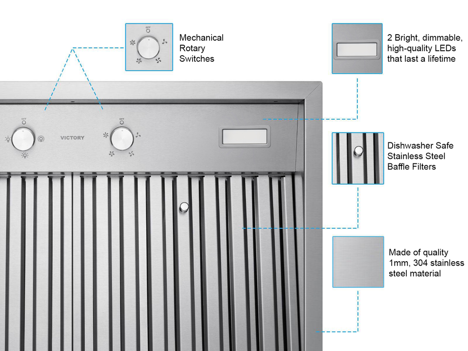 Insert de hotte de cuisinière 42 pouces 750 CFM - VICTORY Q5