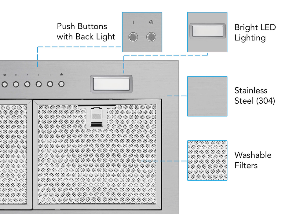 21 Inch 600 CFM Range Hood Insert Power Pack - VICTORY Q6