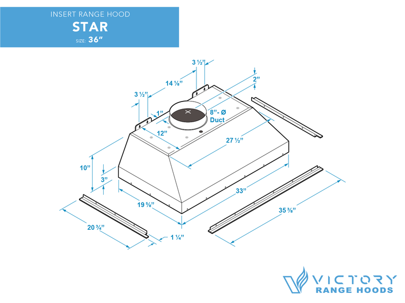 Hotte de cuisine encastrable 36 pouces 900 CFM - VICTORY Star