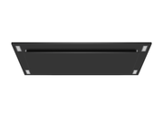 600 CFM black flush ceiling mount range hood installed in modern kitchen ceiling