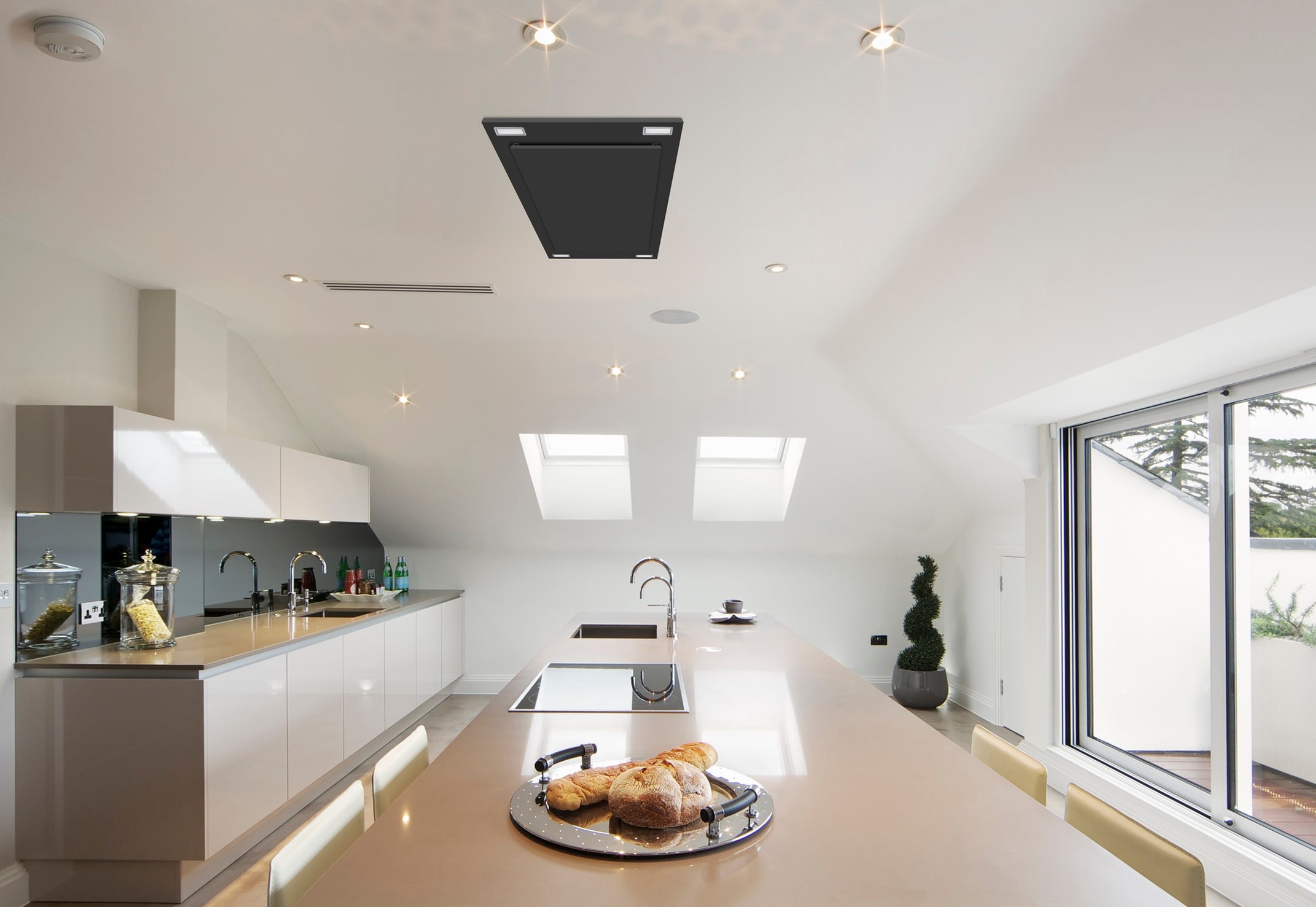 Range Ceiling Protector Ceiling Mount Range Hood BLACK, VICTORY Sunset - for 30