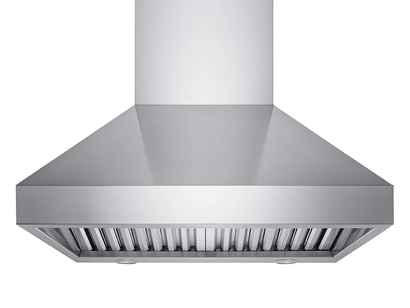 48 Inch 1200 CFM Wall Mount Range Hood with stainless steel filters and dimmable LED lights