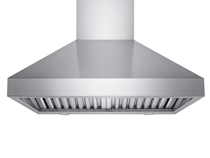 60 inch 1200 CFM wall mount range hood with stainless steel filters and dimmable LED lights