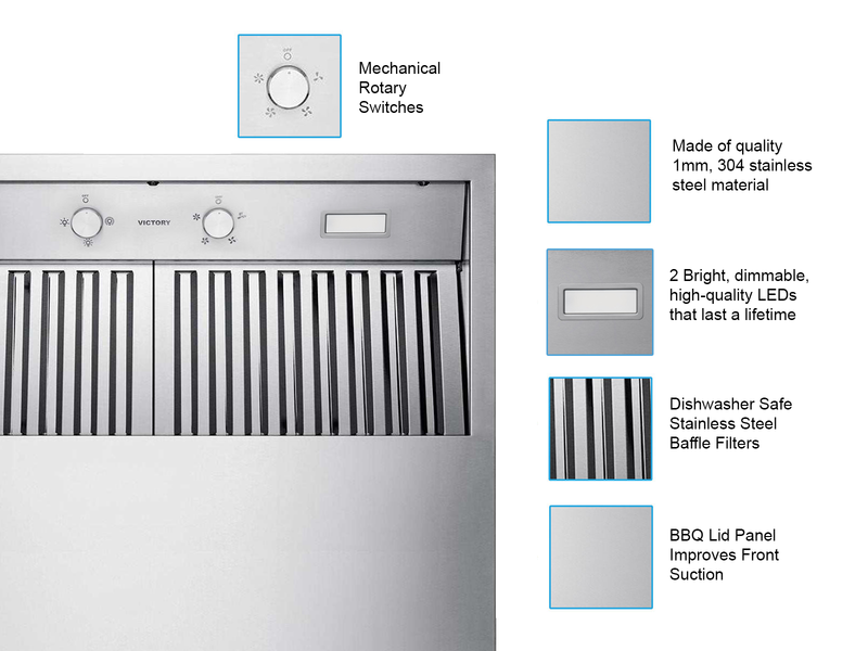 42 Inch 1200 CFM Outdoor Wall Mounted BBQ Range Hood - VICTORY Twister BBQ