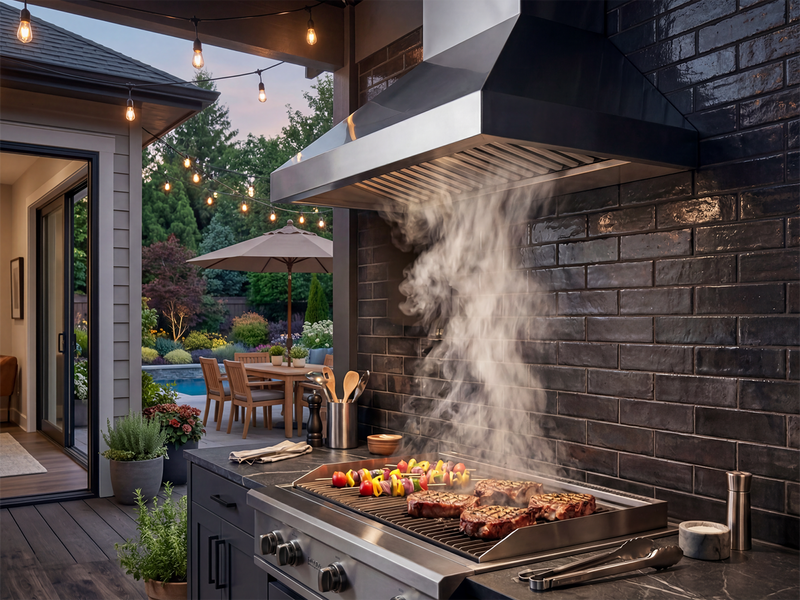 42 Inch 1200 CFM Outdoor Wall Mounted BBQ Range Hood - VICTORY Twister BBQ