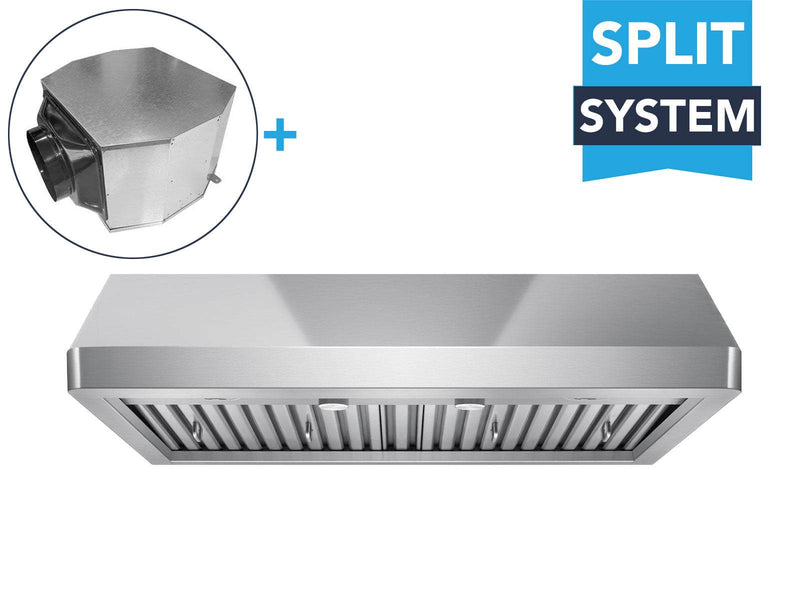 30 Inch Under Cabinet Range Hood by Victory Verona in stainless steel, front view showing sleek built-in design with 1000 CFM remote blower