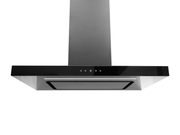 36 Inch 600 CFM black wall mount range hood with tempered glass and LED lighting