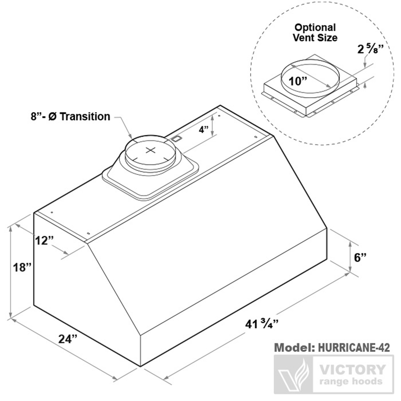 Hotte de cuisine sous meuble de 36 pouces, 1 200 CFM - VICTORY Hurricane