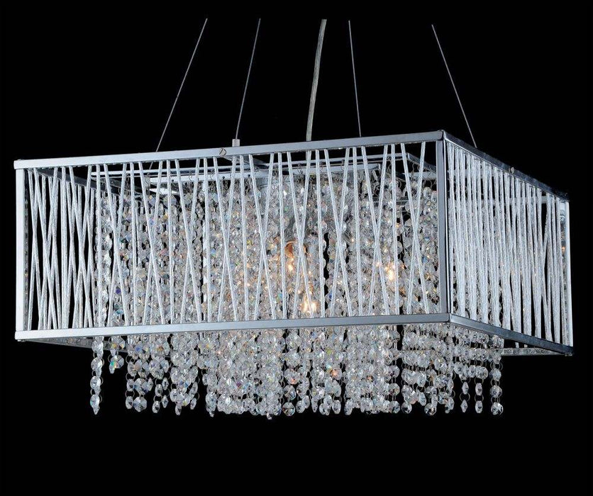 Lampe suspendue semi-encastrée de 20 po avec chaînes en cristal
