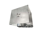 600 CFM inline attic blower in metal casing isolated on white background
