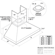 wall mount range hood 1000 CFM chimney hood
