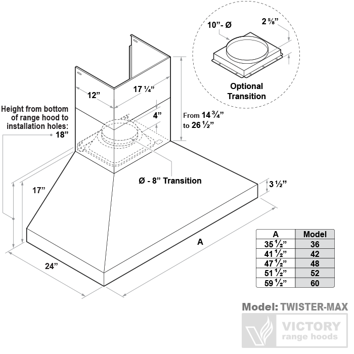 wall mount range hood 42" 1000 CFM chimney hood