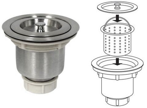 Custom-fit protective bottom grid featuring a center-drain cutout and rubber bumpers to safeguard the 16-gauge stainless steel floor.